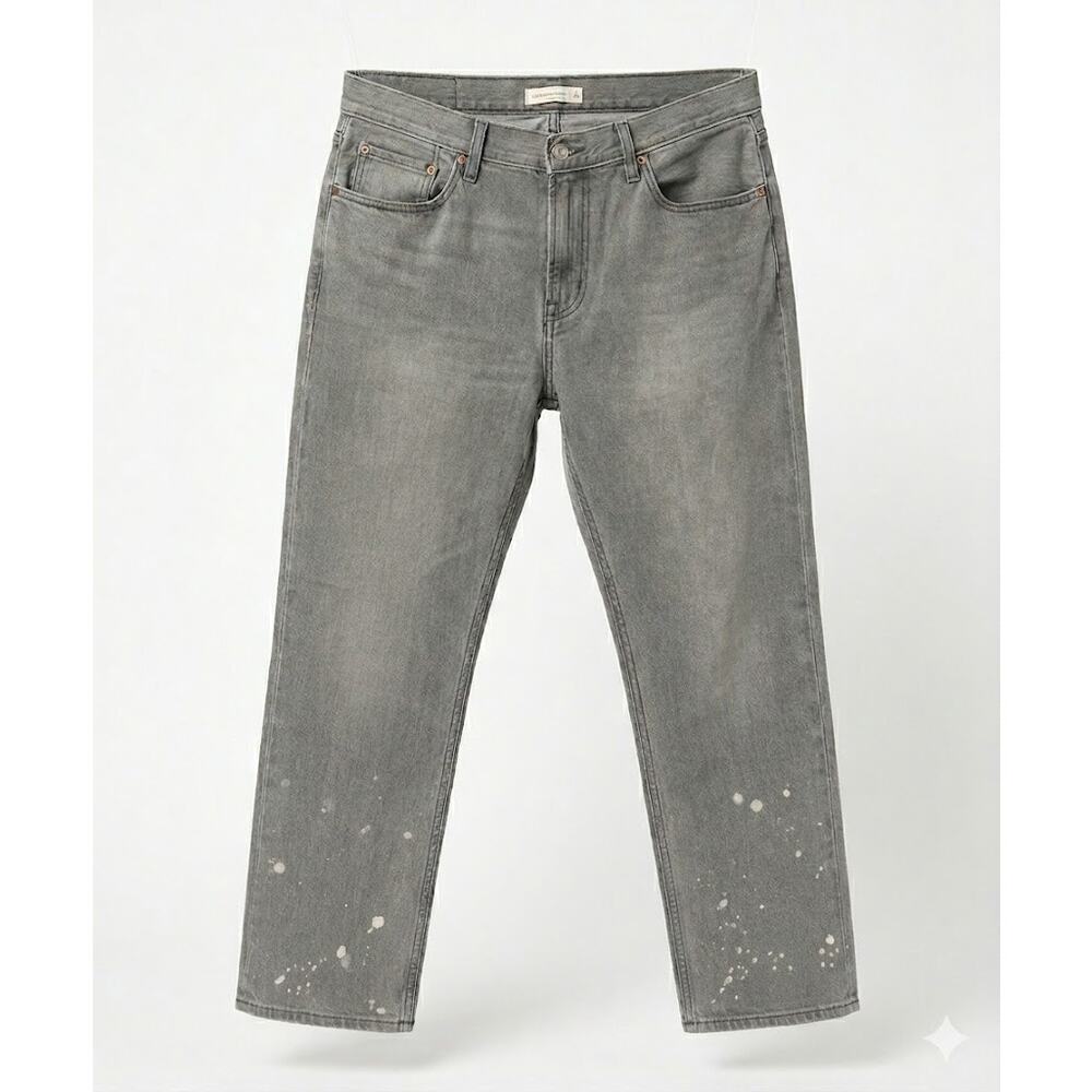 UGC Grey Paint Splatter Straight Leg Jeans Size 32 Vintage Wash Boho Streetwear